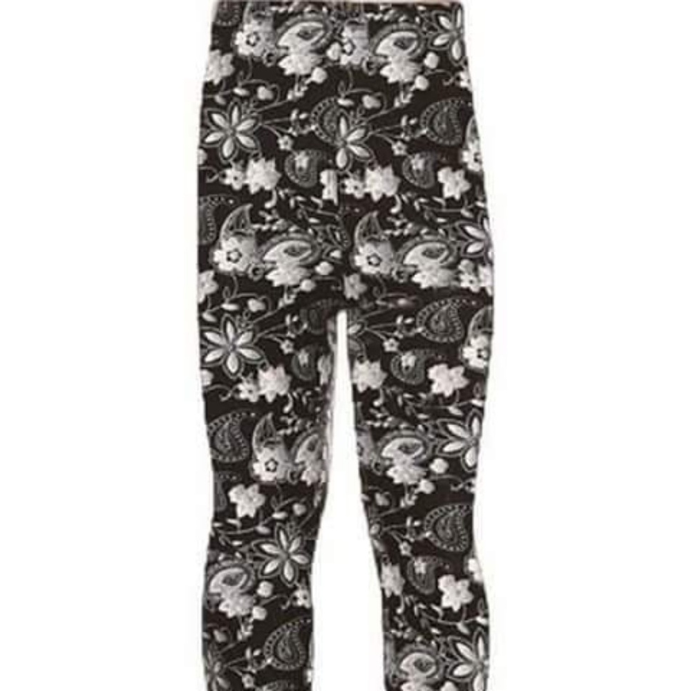 Kids Grey and White Floral Leggings